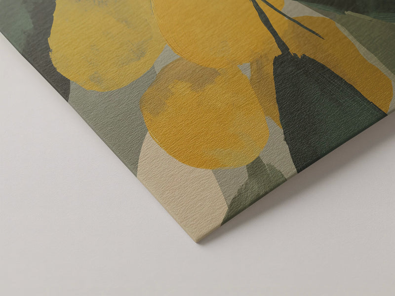 Nahaufnahme eines hochwertigen Kunstposters auf strukturiertem Premium-Papier mit satten Gelbtönen und detailreicher Druckoberfläche.
